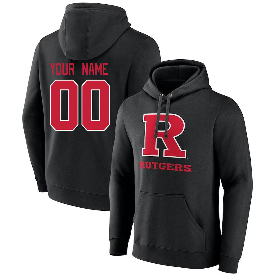 Custom Rutgers Scarlet Knights Name And Number College Hoodie-Black